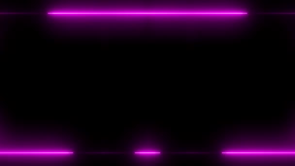 Neón Que Aparece Desaparece Brillante Púrpura Perpendicular Líneas Largas Horizontales — Vídeo de stock