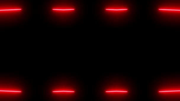 Neon Che Appare Scompare Incandescente Laser Rosso Perpendicolare Orizzontali Lunghe — Video Stock