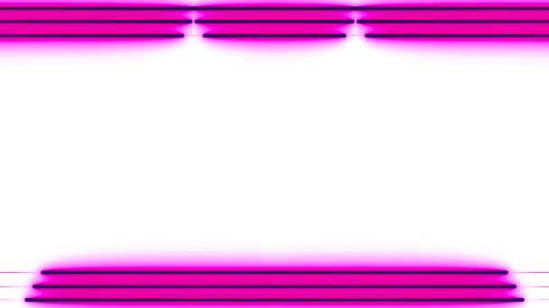 Неон Появляется Исчезает Светящийся Тройной Горячий Розовый Перпендикулярно Горизонтальные Длинные — стоковое видео