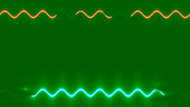 Lange Wellenförmige Horizontale Rechteckige Orange Blaue Lichtlinien Die Sich Neonfarben — Stockvideo