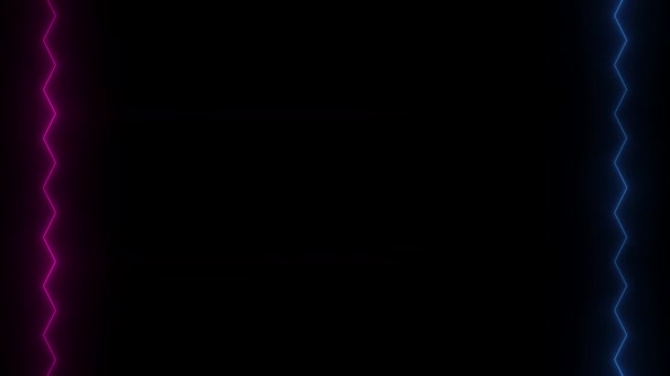 Неонові Являються Зникають Сяючі Синьо Фіолетові Перпендикулярні Вертикальні Довгі Лінії — стокове відео