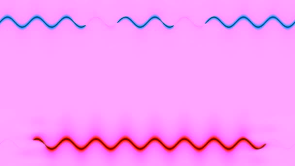 Largas Líneas Onduladas Horizontales Rectangulares Luz Azul Violeta Neón Moviéndose — Vídeos de Stock
