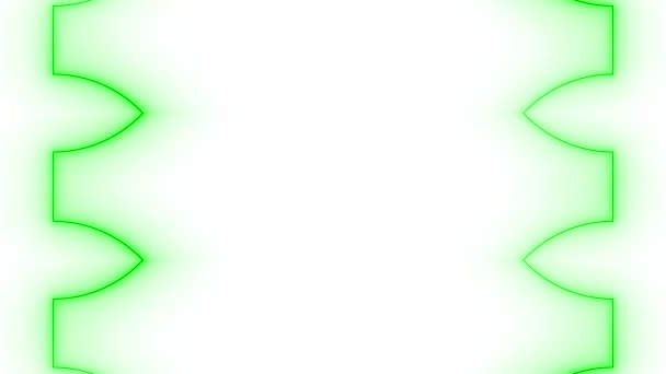 Неоновые Выцветающие Исчезающие Светящиеся Зеленые Перпендикулярные Вертикальные Линии Образующие Рамку — стоковое видео
