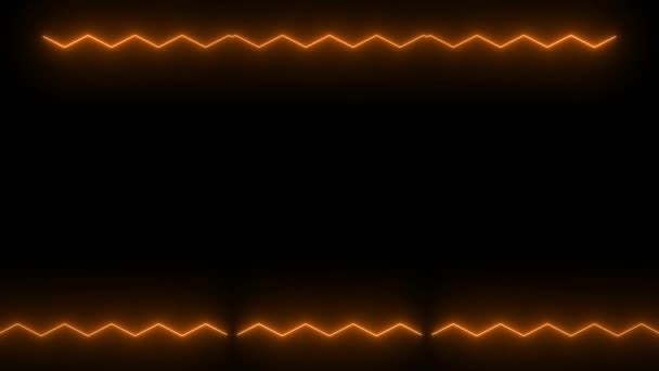 フレーム 長い長方形の水平パターン 黒い背景に明るく暗い光の最下 激しい オレンジ色のライン 自分のコンテンツのためのスペース — ストック動画