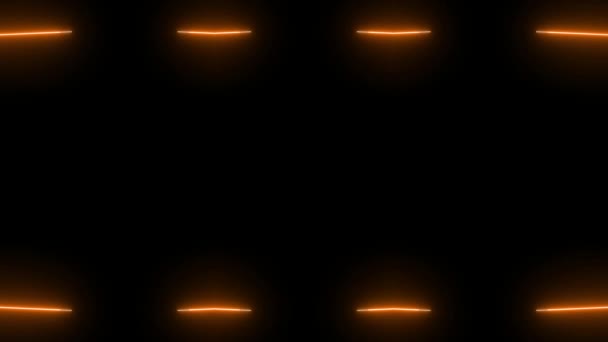 Marco Largo Láser Rectangular Horizontal Interpenetrante Líneas Naranjas Ardientes Aligeramiento — Vídeos de Stock