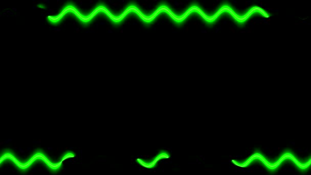 Neón Que Aparece Desaparece Brillante Ondulado Verde Claro Perpendicular Líneas — Vídeo de stock