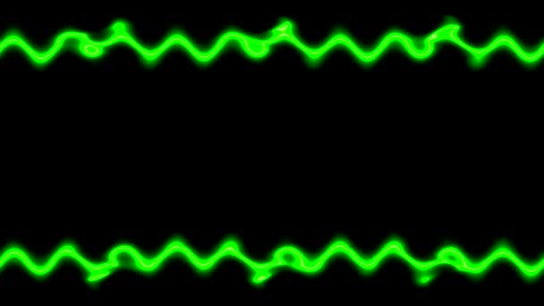 Neón Que Aparece Desaparece Brillante Ondulado Verde Claro Perpendicular Líneas — Vídeos de Stock