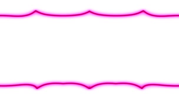 Рамка Длинная Прямоугольная Слегка Волнистая Горизонтально Фиолетовая Розовые Линии Неонового — стоковое видео