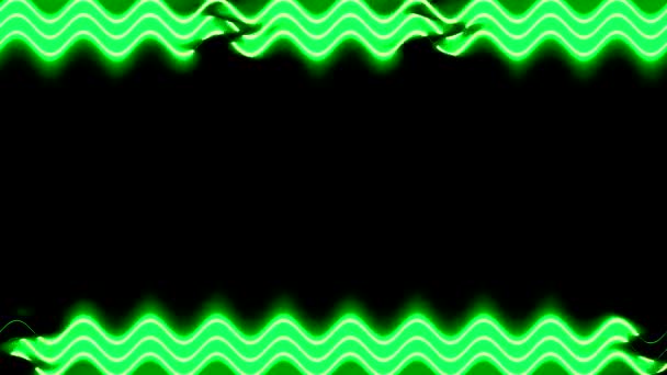 Neon Visas Och Försvinner Glödande Vågiga Trippel Skarp Ljusgrön Vinkelrät — Stockvideo