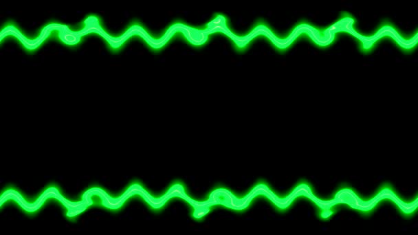Neon Che Appare Scompare Incandescente Ondulato Tagliente Luce Verde Perpendicolare — Video Stock