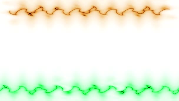 霓虹灯褪色和褪色发亮的波光 浅绿色和橙色垂直于白色背景的水平线条框架 小图案 为自己的内容留出空间 — 图库视频影像