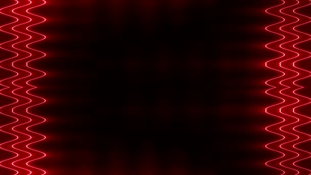 Neon Dissolvenza Dentro Fuori Ondulato Incandescente Triplo Rosso Perpendicolare Verticale — Video Stock