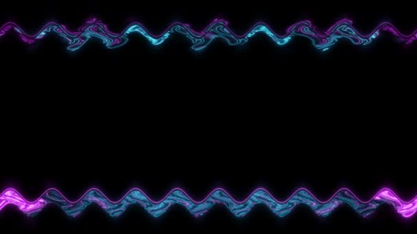 フレーム 長い波長の長方形の水平装飾された 黒い背景の明るく暗いライトのピンクのライン 自分のコンテンツのためのスペース — ストック動画