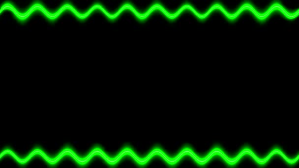 Rámeček Dlouhé Vlnité Obdélníkové Vodorovné Zelené Linie Světélkujícího Tmavnoucího Světla — Stock video