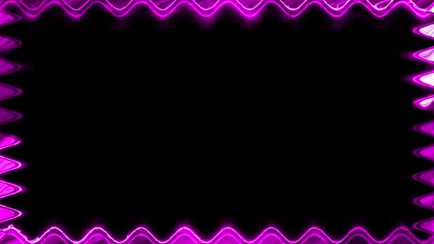 Siyah Arkaplanda Solan Kaybolan Neon Rengi Dalgalı Mor Dikdörtgen Çizgiler — Stok video