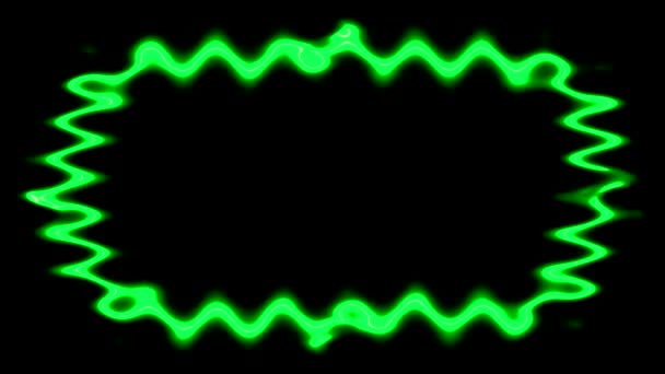 Neón Que Aparece Desaparece Brillante Ondulado Luz Verde Rectángulo Líneas — Vídeo de stock