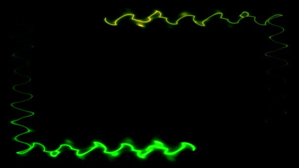Neon Erscheinende Und Verschwindende Leuchtende Hellgrüne Rechteckige Linien Umrahmen Den — Stockvideo