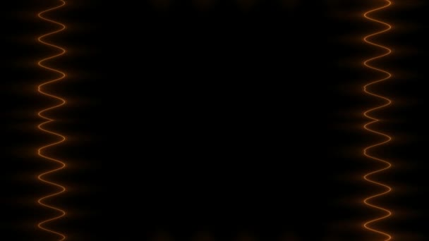 Рамка Довгі Хвилясті Прямокутні Вертикальні Прикрашені Помаранчеві Золоті Лінії Освітлення — стокове відео