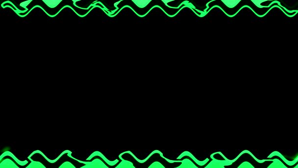 Довгі Горизонтальні Хвилясті Механічні Миготливі Зелені Перпендикулярні Лінії Рамки Чорному — стокове відео