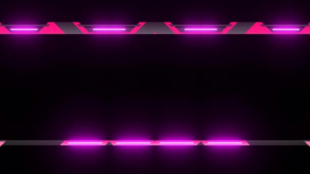 Довгі Горизонтальні Механічні Блимаючі Рожеві Вогні Перпендикулярні Сірі Лінії Рамки — стокове відео