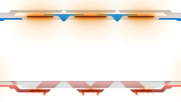 Long Horizontal Mechanical Moving Orange Lights Perpendicular Red Lines Frame — Stock Video