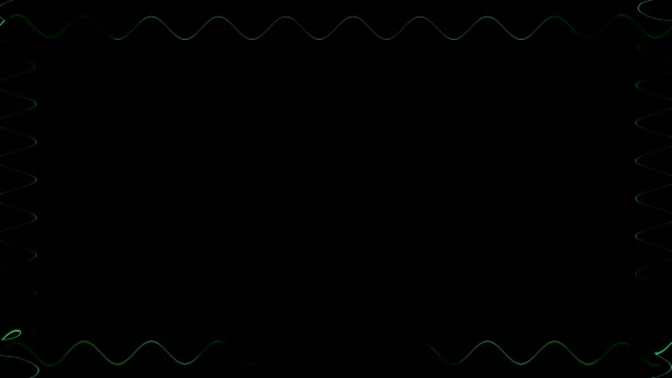 緑色のセロドンの正方形フレーム 長方形のフレーム 黒い背景の水平なフレームを光らせる重い長方形のカラフルなネオン 真ん中の自分のコンテンツのための空白スペース — ストック動画