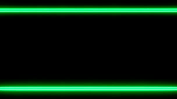 Téglalap Alakú Színes Neon Világító Zöld Keret Négyzet Vízszintes Keret — Stock videók