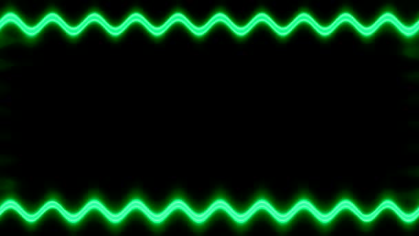 Rechteckige Wellige Farbige Neonleuchtende Grüne Quadratische Rahmen Horizontale Rahmen Auf — Stockvideo