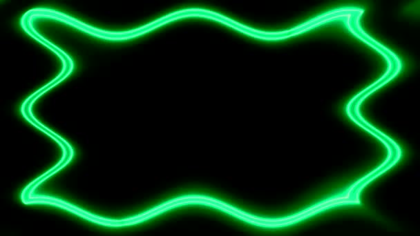 Rettangolare Astratto Leggermente Ondulato Colorato Neon Incandescente Cornice Orizzontale Verde — Video Stock