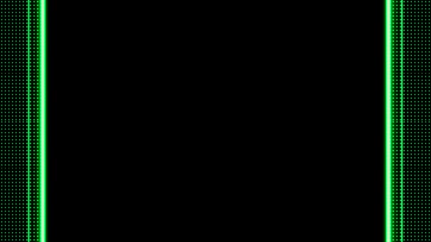 Квадратная Цветная Неоновая Светящаяся Зеленая Прямоугольная Горизонтальная Рамка Черном Фоне — стоковое видео