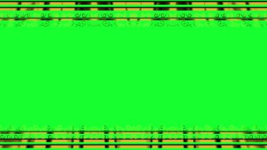 Dikdörtgen, zengin dekore edilmiş parlak altın, kare çerçeve, yeşil arka planda yatay çerçeve. Uzun hareketli kuyruklar. Ortadaki kendi içeriğiniz için boş alan.