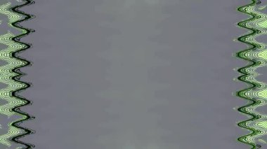 Neon noktalarla süslenmiş kare dalgalı, parlak yeşil, dikdörtgen çerçeve, gri arkaplanda yatay çerçeve. Uzun hareketli kuyruklar. Ortadaki kendi içeriğiniz için boş alan.