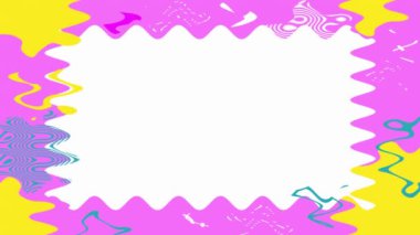 Ekranın her tarafı kare dalgalı, soyut şekilli yatay çerçeve, pembe çerçeve. Bir görünüp bir kayboluyor. Ortadaki kendi içeriğiniz için boş beyaz boşluk.