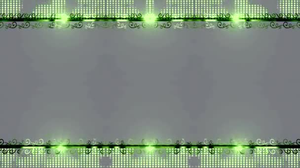 Prostokątna Ozdobiona Neonowymi Kropkami Świecąca Zieleń Kwadratowa Ramka Pozioma Ramka — Wideo stockowe