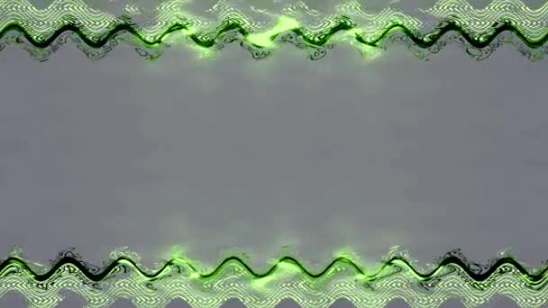 ネオン点で装飾された長方形の波 光る黒 正方形のフレーム 灰色の背景の水平なフレーム 長い移動ライン 真ん中の自分のコンテンツのための空白スペース — ストック動画
