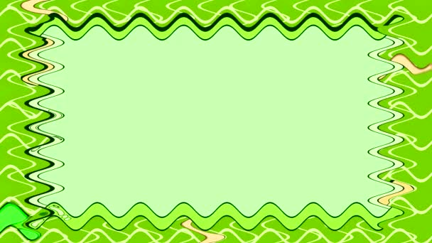 Rectangular Full Wavy Green White Lines Horizontal Frame Light Green — Stock Video