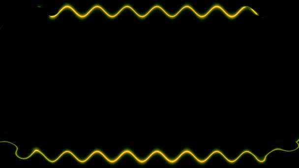 ネオンライト効果 緑のフレームを動かす長方形の波の水平なフレーム 長く動く明るいライン 真ん中の自分のコンテンツのための空白のブラックスペース — ストック動画