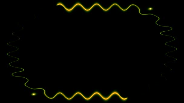長方形の半円形のネオン ライト効果 緑フレームを動かすことのすべての波の水平なフレーム 長く動く明るいライン 真ん中の自分のコンテンツのための空白のブラックスペース — ストック動画
