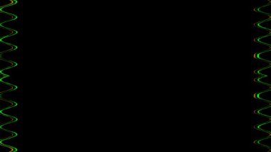 Yeşil ve Sarı Dalgalı Çizgilerle Soyut Siyah Arkaplan