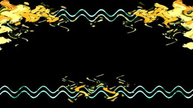 Sarı ve Yeşil Dalgalı Soyut Dijital Sanat