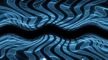 Soyut Dijital Dalgalar, Mavi Neon Parlak Çizgileri, Soyut Arkaplan, Dijital Sanat, Siber, Fütürist