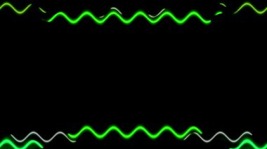 Siyah Arkaplanda Soyut Neon Yeşil Dalgaları