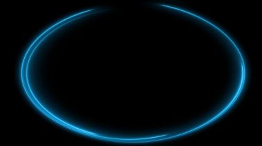 Siyah Arkaplanda Soyut Mavi Neon Çemberi