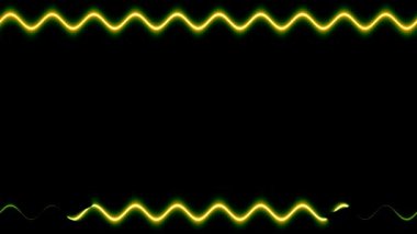 Siyah Arkaplanda Soyut Yeşil ve Sarı Dalgalı Çerçeve