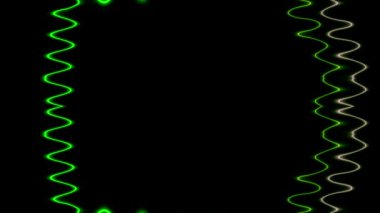 Siyah Arkaplanda Yeşil ve Gri Soyut Işık Dalgaları