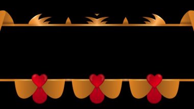 Altın ve Kırmızı Kalpli Dekoratif Sancak