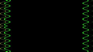 Siyah Arkaplanda Soyut Yeşil ve Sarı Dalgalı Çizgiler