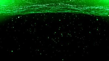 Siyah arka plan karşı soyut yeşil parçacıklar