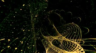 Yeşil Parçacıklı Soyut Altın Ağ