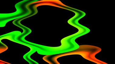 Siyah Arkaplanda Soyut Yeşil ve Turuncu Girdaplar